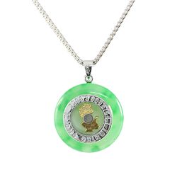 Natural Chinese Spinner Gold Monkey Silver Pendant