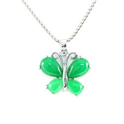 Natural Butterfly Jade Set in Sterling Silver Pendant