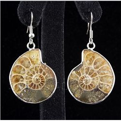 10.60GRAMS AMMONITE FOSSIL GEMSTONE SNAIL EARRING