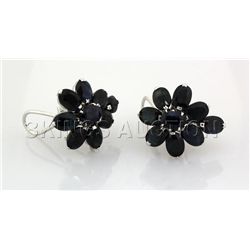 Natural Sapphire 43.06CTW Silver Flower Earring