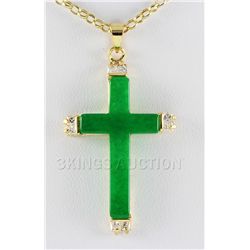 JADE CROSS 3.88GRAMS IN GOLD PLATED PENDANT