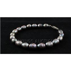 82.07CTW 9" BLACK FRESHWATER PEARL BRACELET METAL LOCK