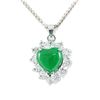 Image 1 : Natural Heart Jade Set Sterling Silver Zircon Diamonds
