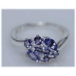 10.89 CTW TANZANITE RING .925 STERLING SILVER