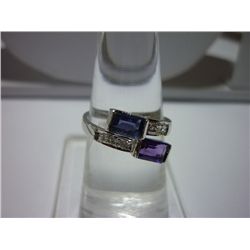 12.00 ctw Amethyst and Iyolite 4*6 Octagonal RING .924