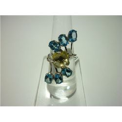 NATURAL 29.50 CTW SEMI PRECIOUS RING .925 STERLING SILV