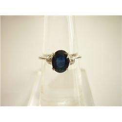 8.75 CTW SAPPHIRE AND DIAMOND RING .925 STERLING SILVER