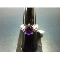 NATURAL 21.50 CTW  AMETHYST RING .925 STERLING SILVER