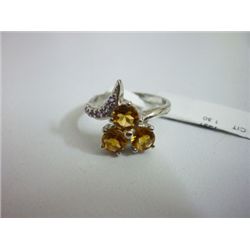 NATURAL 17.00 CTW  CITRINE RING .925 STERLING SILVER
