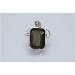 NATURAL 26.45 CTW SMOKY TOPAZ TRILLION CUT PENDANT .925