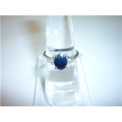10.25 CTW SAPPHIRE AND DIAMOND RING .925 STERLING SILVE