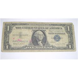 1957 B SERIES $1 SILVER CERTIFICATE BILL SERIAL # R67124412A *PLEASE LOOK AT PIC TO DETERMINE GRADE*