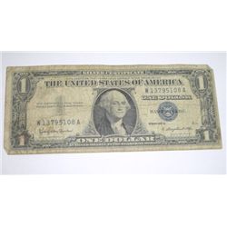 1957 B SERIES $1 SILVER CERTIFICATE BILL SERIAL # W13795108A *PLEASE LOOK AT PIC TO DETERMINE GRADE*