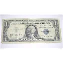1957 B SERIES $1 SILVER CERTIFICATE BILL SERIAL # W40148370A *PLEASE LOOK AT PIC TO DETERMINE GRADE*