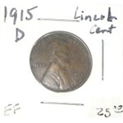 1915-D LINCOLN CENT RED BOOK VALUE IS $25.00+ *RARE EARLY YEAR EXTRA FINE GRADE*!!