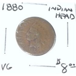 1880 INDIAN HEAD PENNY RED BOOK VALUE IS $8.00 *VERY GOOD GRADE* PENNY CAME OUT OF SAFE DEPOSIT!!