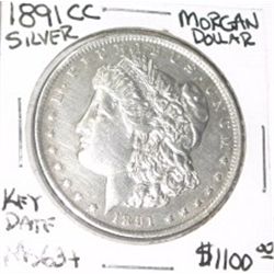 1891 CC *CARSON CITY* MORGAN SILVER DOLLAR RED BOOK VALUE IS $1100.00 RARE KEY DATE MS-63 HIGH GRADE