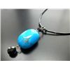 Image 2 : VERY PRETTY TURQUOISE GEMSTONE PENDANT WITH BLACK GLASS BEADS   AND  STERLING SILVER  CLASP