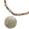 Image 1 : 16"+2" Glass Pearl and Coin Pearl Necklace Featuring a Shell Pendant and 14K Gold Plated Beads