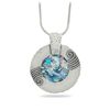 Image 1 : 16"  Round Oxidized Silver with Ancient Roman Glass  Necklace