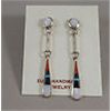 Image 1 : ZUNI STERLING SILVER MOTHER OF PEARL TURQUOISE CORAL & ONYX INLAY EARRINGS