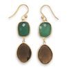 Image 1 : 14 Karat Gold Plated Earrings with Onyx and Quartz