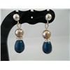 Image 1 : Sterling Silver Post Earrings with Blue Swarovski Pearl Drops