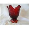 Image 1 : FENTON RED GLASS VOTIVE HOLDER, HANDMADE IN USA