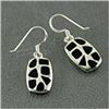 Image 1 : Genuine Sterling Silver and Onyx Oval Inlay Dangle Earrings