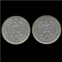 1963D/G Germany 1 Mark Hi Grade Scarce 2 Pcs (COI-8160)