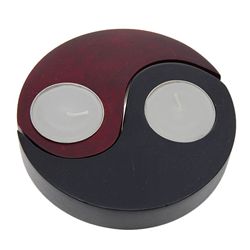Hand Crafted Yin-Yang Mango Wood Candle Holder (DEC-256)