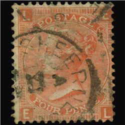 1865 Britain 4p Victoria Stamp ERROR (STM-0723)