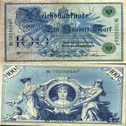 1908 Germany 100 Mk Note Hi Grade Scarce Green Ser# (CUR-05666)