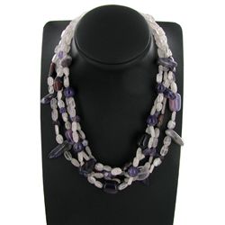 950twc Rose Quartz Amethyst Necklace (JEW-3663)