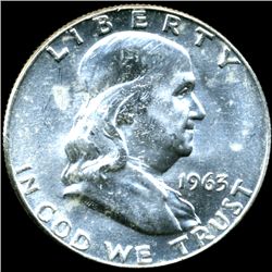 1963D Franklin Half MS64+/65+ Full Bell Lines (COI-11355)