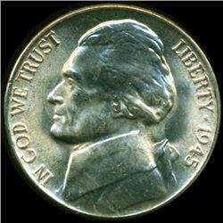 1945D Jefferson 5c MS65/66 Full Steps Spiked Head ERROR (COI-12798)