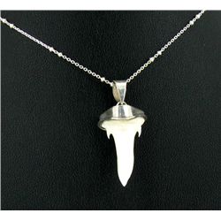 24twc Carnivor Tooth Sterling Pendant Necklace (JEW-217)
