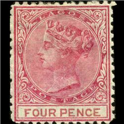 1874 GB Lagos Nigeria 4p Victoria Stamp Mint Hinged (STM-0830)