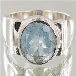 45.9twc Natural Aquamarine Sterling Ring (JEW-4127A)