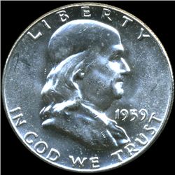 1959 Franklin 50c MS64/65 FBL Scarce Reverse Weight ERROR (COI-10454)