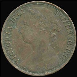 1879 British Victoria Penny XF+ Obverse Variety (COI-7231)