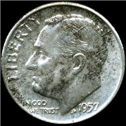 1957D FDR Silver 10c MS66 Full Bands Mint Set Toned (COI-11523)