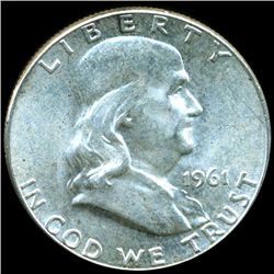 1961 Franklin Silver Half MS64/65 Overweight ERROR (COI-10501)