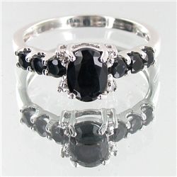Lab Sapphire & Naturel Diamond 9k Ring (JEW-3318)