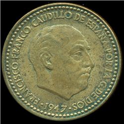 1953 Spain 1p XF DDO Error Scarce (COI-10305)