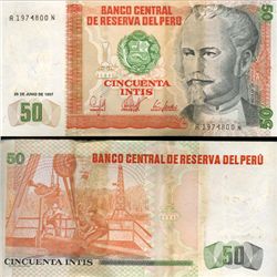 1987 Peru 50 Intis Crisp Uncirculated Note (CUR-05609)