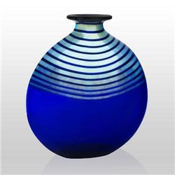Cobalt and Silver Linear Squash Vase