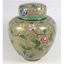 BEAUTIFUL EARLY CLOISONNE VASE / URN W/ LID