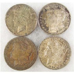 LOT OF 4 US SILVER DOLLARS