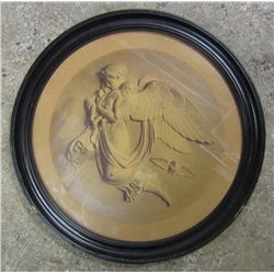 LATE 1800'S PRINT OF ANGEL W/ BABIES - FRAMED
